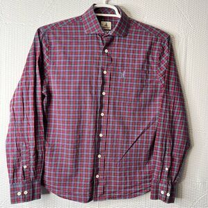 Johnnie-O Hanging Out Red/Blue Plaid Button Up Shirt Size S